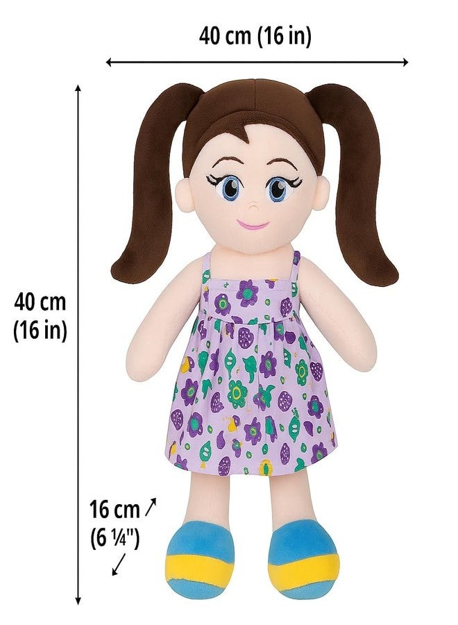 Fun4you Soft Plush Rag Doll, Floral Print Dress, Kids Birthday Gift Toy, Age 2+ (Purple) - Image 4